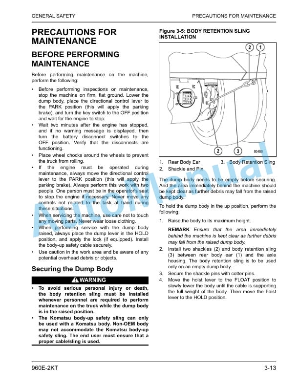 Alternative view of Komatsu 960E-2KT Dump Truck Operation and Maintenance Manual CEAM028204