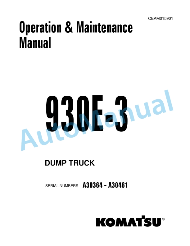 Komatsu 960E-3 Dump Truck Operation and Maintenance Manual CEAM015901