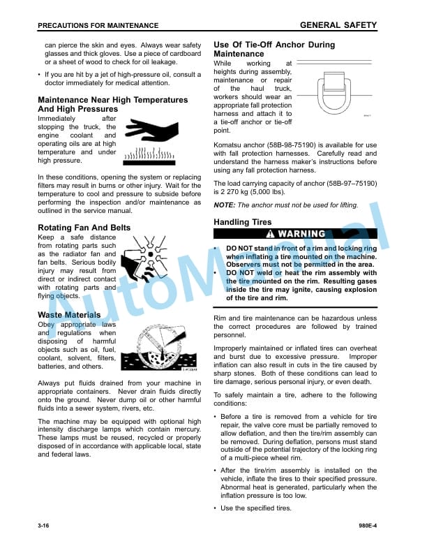 Alternative view of Komatsu 980E-4 Dump Truck Operation and Maintenance Manual CEAM030103