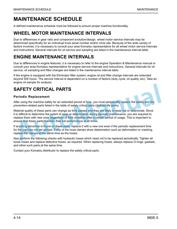 Komatsu 980E-5 Dump Truck Operation and Maintenance Manual CEAM035603 5 Komatsu 980E-5 Dump Truck Operation and Maintenance Manual CEAM035603 - Image 5