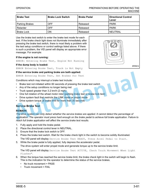 Komatsu 980E-5 Dump Truck Operation and Maintenance Manual CEAM035605 4 Komatsu 980E-5 Dump Truck Operation and Maintenance Manual CEAM035605 - Image 4