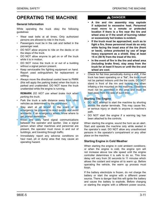 Alternative view of Komatsu 980E-5 Dump Truck Operation and Maintenance Manual CEAM037003