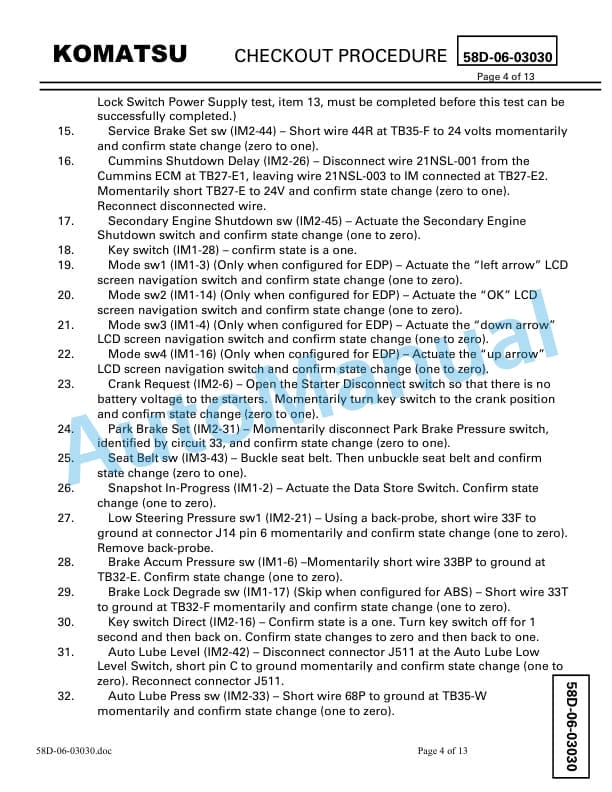 Komatsu 980E-5SE Dump Truck Field Assembly Instruction CEAW013600 3 Komatsu 980E-5SE Dump Truck Field Assembly Instruction CEAW013600 - Image 3