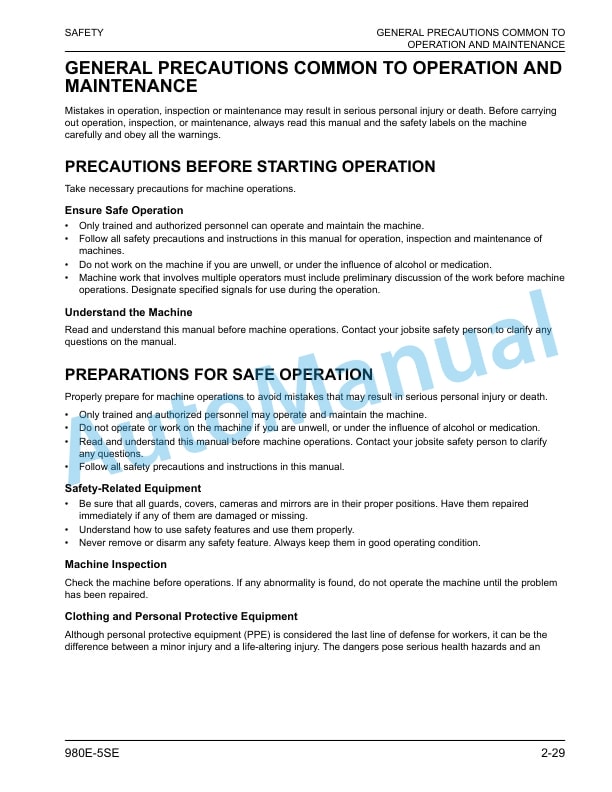 Alternative view of Komatsu 980E-5SE Dump Truck Operation and Maintenance Manual CEAM036202