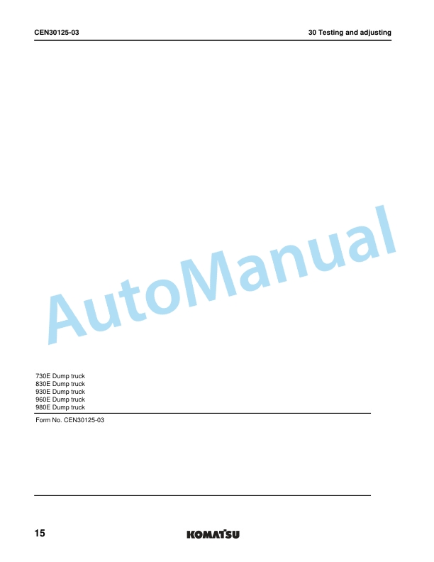 Komatsu 980E-5SE Dump Truck Shop Manual CEBM037600 2 Komatsu 980E-5SE Dump Truck Shop Manual CEBM037600 - Image 2
