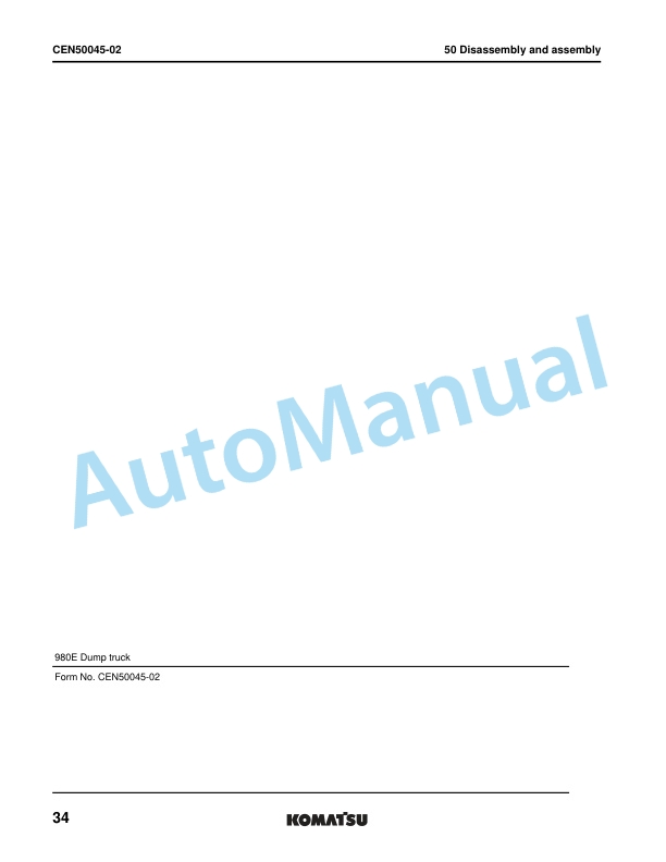 Komatsu 980E-5SE Dump Truck Shop Manual CEBM037601 5 Komatsu 980E-5SE Dump Truck Shop Manual CEBM037601 - Image 5