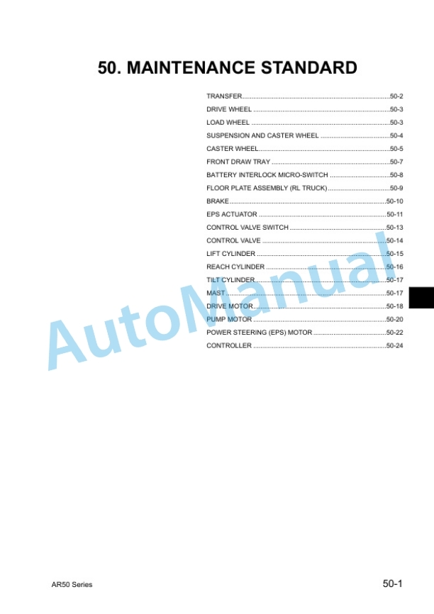 Komatsu AR50 Electric Reach Truck Shop Manual BRA14E1-01 3 Komatsu AR50 Electric Reach Truck Shop Manual BRA14E1-01 - Image 3