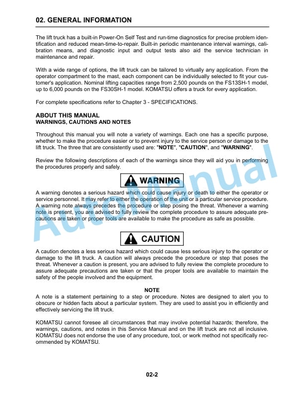 Alternative view of Komatsu ASX-HP, BSX-HP High Performance, Electric Stand-up, Counterbalanced Forklift Truck Service Manual SM400