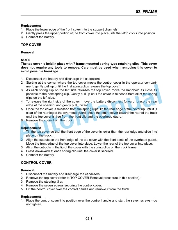 Alternative view of Komatsu ASX Stand-up Counterbalanced Electric Forklift Truck Service Manual SM401