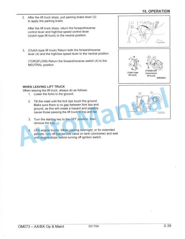 Komatsu AX and BX Forklift Truck Operation and Maintenance Manual OM073 4 Komatsu AX and BX Forklift Truck Operation and Maintenance Manual OM073-4