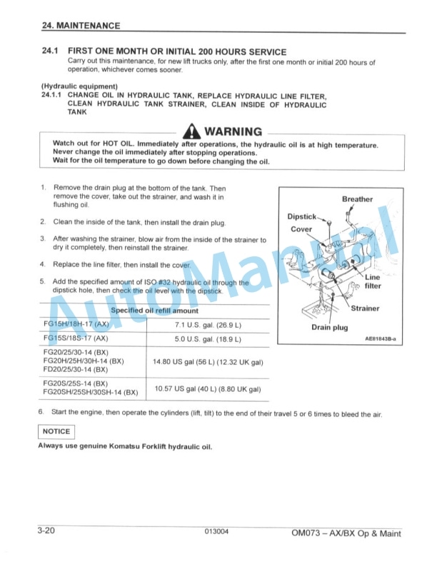 Komatsu AX and BX Forklift Truck Operation and Maintenance Manual OM073 5 Komatsu AX and BX Forklift Truck Operation and Maintenance Manual OM073-5