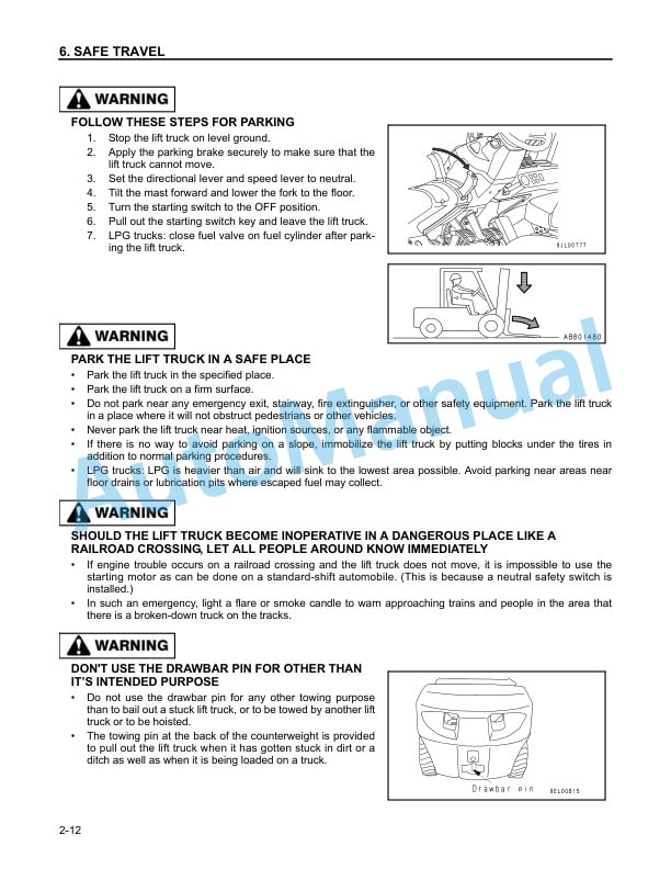 Alternative view of Komatsu AX50, BX50 Series Forklift Truck Operation and Maintenance Manual OM200