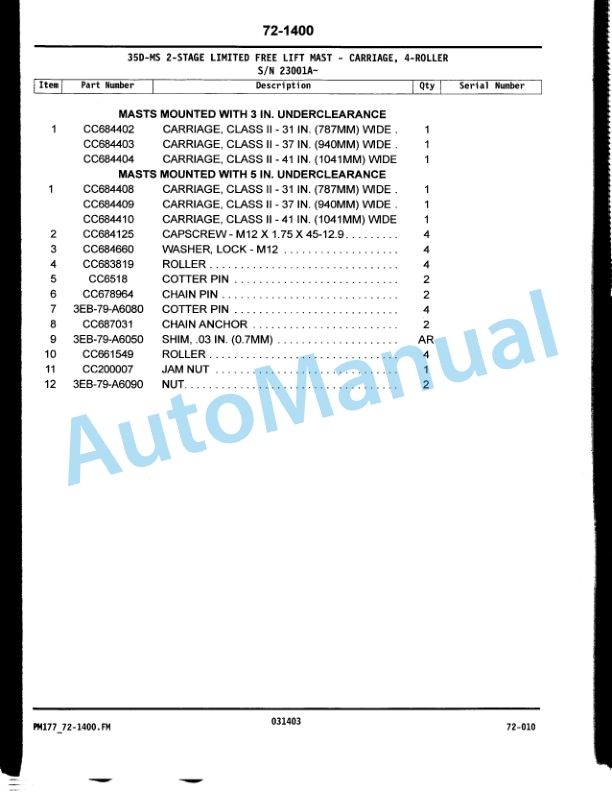 Komatsu AXM, BXM Electric Forklift Truck Parts Manual PM177 4 Komatsu AXM, BXM Electric Forklift Truck Parts Manual PM177-4