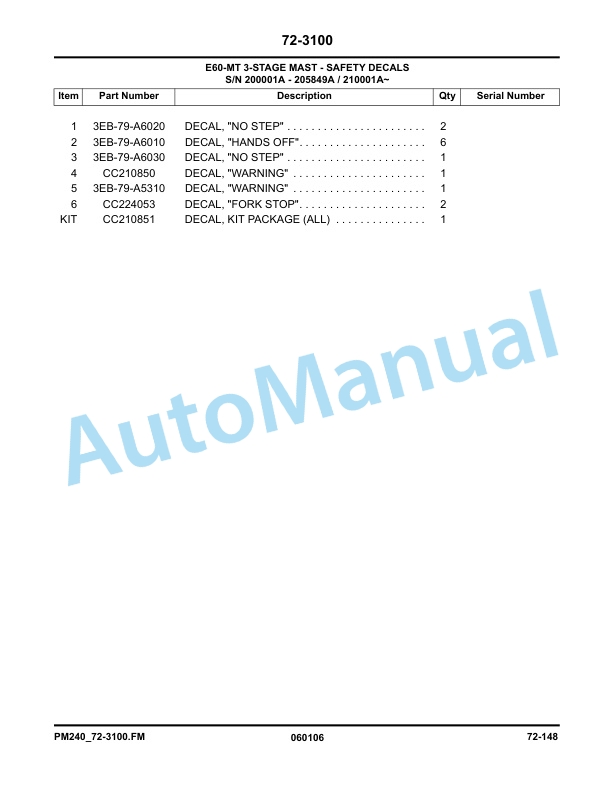 Komatsu BX50 Series Forklift Truck Parts Manual PM240 4 Komatsu BX50 Series Forklift Truck Parts Manual PM240 - Image 4
