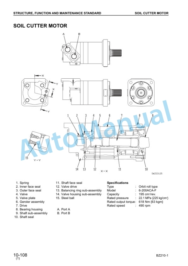 Alternative view of Komatsu BZ210-1 Shop Manual SEBM031101