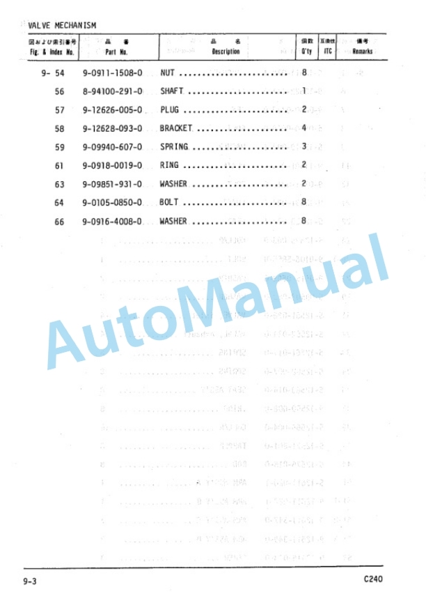Komatsu C240 Diesel Engine Parts Manual C240PKF-PNE7 3 Komatsu C240 Diesel Engine Parts Manual C240PKF-PNE7-3