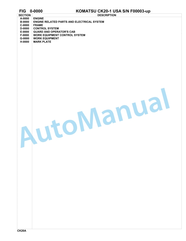 Komatsu CK20-1 USA Crewler Skid Steer Loader Parts Manual 1 Komatsu CK20-1 USA Crewler Skid Steer Loader Parts Manual