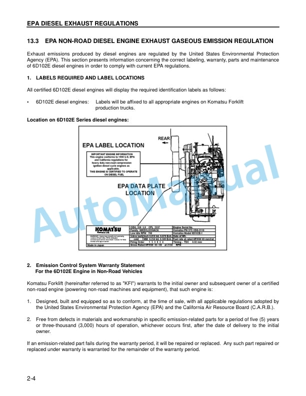 Komatsu CX Forklift Truck Operation and Maintenance Manual OM049-1 3 Komatsu CX Forklift Truck Operation and Maintenance Manual OM049-1-3