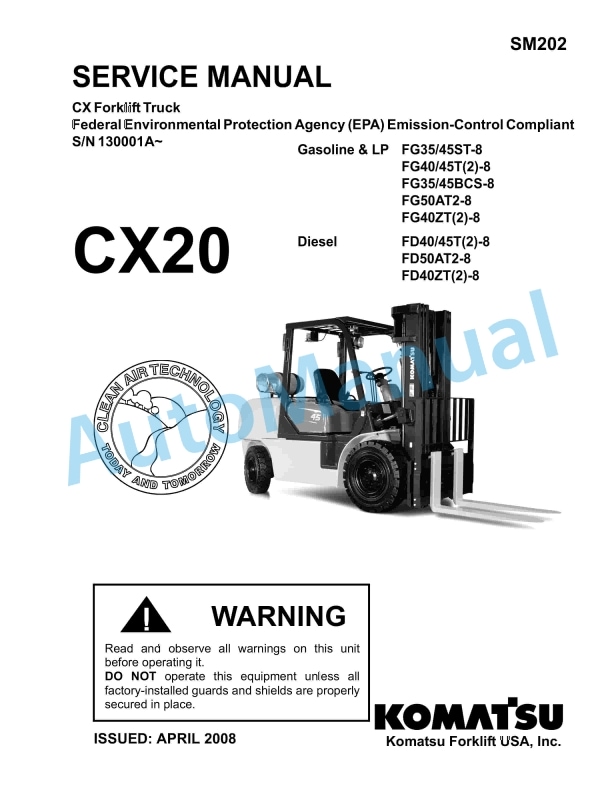 Komatsu CX Forklift Truck Service Manual SM202