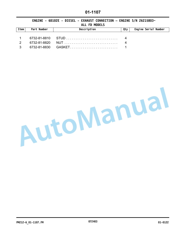 Komatsu CX Series Forklift Truck Parts Manual PM212-6 2 Komatsu CX Series Forklift Truck Parts Manual PM212-6 - Image 2