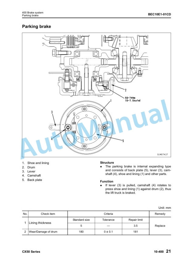 Komatsu CX50 Series Forklift Truck Shop Manual BEC10E1-01 2 Komatsu CX50 Series Forklift Truck Shop Manual BEC10E1-01-2