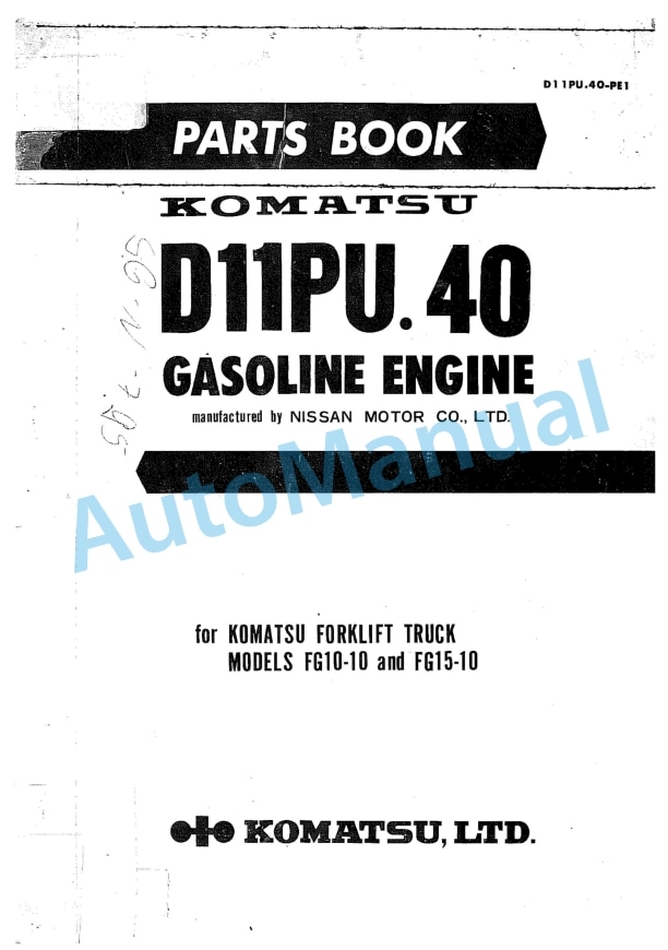 Komatsu D11PU.40 Gasoline Engine Parts Manual D11PU.40-PE1 1 Komatsu D11PU.40 Gasoline Engine Parts Manual D11PU.40-PE1