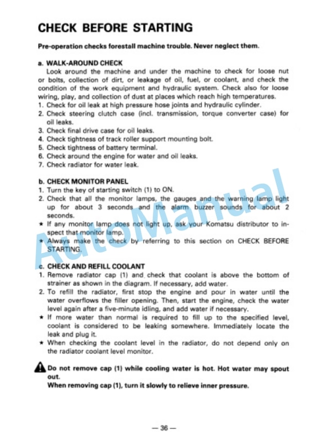 Komatsu D135A-2H Bull Dozer Operation and Maintenance Manual XEAMC00100 2 Komatsu D135A-2H Bull Dozer Operation and Maintenance Manual XEAMC00100 - Image 2