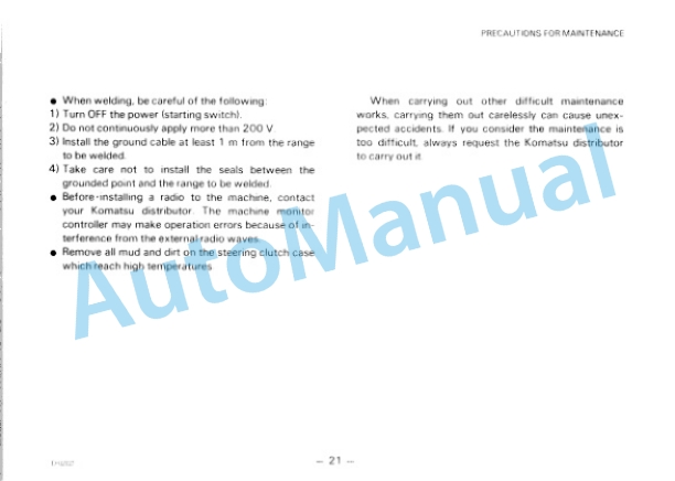 Komatsu D155A-2 Bull Dozer Operation and Maintenance Manual SEAM01750205 5 Komatsu D155A-2 Bull Dozer Operation and Maintenance Manual SEAM01750205 - Image 5
