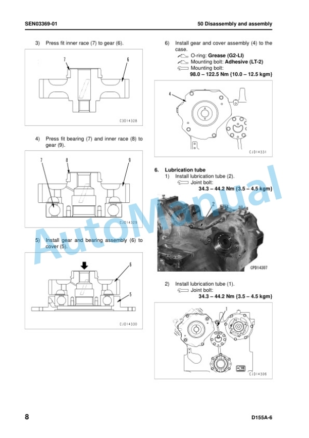 Komatsu D155A-6 Bull Dozer Shop Manual SEN02854-11 5 Komatsu D155A-6 Bull Dozer Shop Manual SEN02854-11 - Image 5