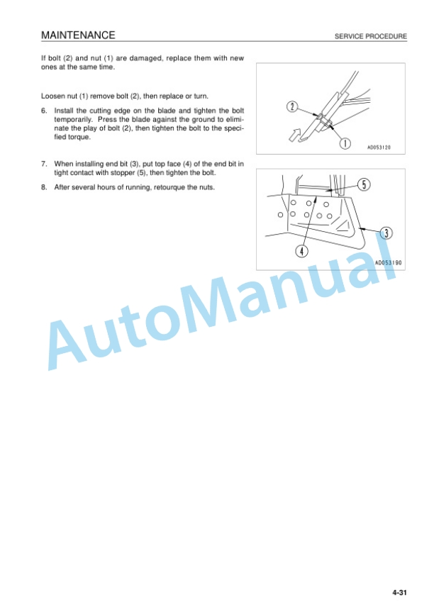 Komatsu D155AX-5 Bull Dozer Operation and Maintenance Manual EEAM023402 5 Komatsu D155AX-5 Bull Dozer Operation and Maintenance Manual EEAM023402 - Image 5