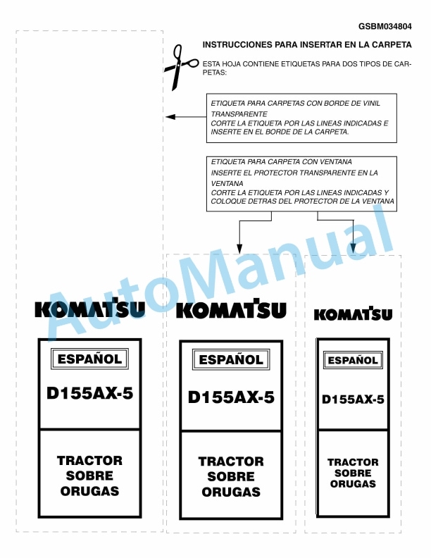 Komatsu D155AX-5 Bull Dozer Shop Manual GSBM034804 1 Komatsu D155AX-5 Bull Dozer Shop Manual GSBM034804