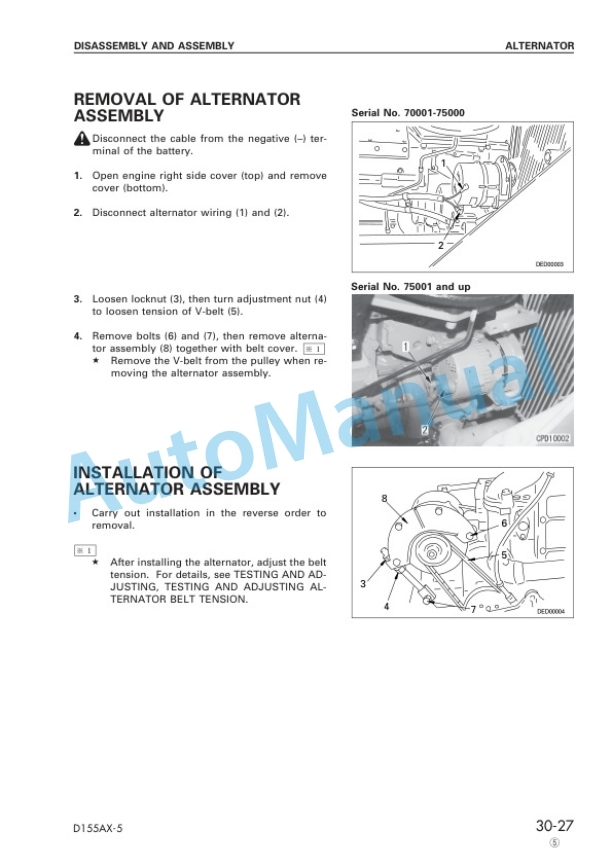 Komatsu D155AX-5 Bull Dozer Shop Manual SEBM016205 2 Komatsu D155AX-5 Bull Dozer Shop Manual SEBM016205-2