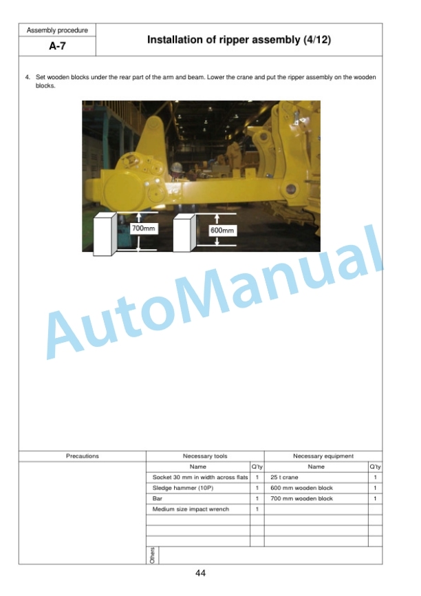 Komatsu D155AX-6 Bull Dozer Field Assembly Instruction GEN00049-07 3 Komatsu D155AX-6 Bull Dozer Field Assembly Instruction GEN00049-07 - Image 3