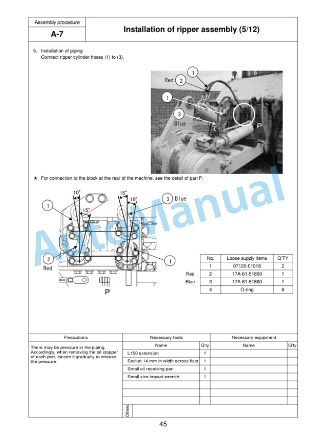 Komatsu D155AX-6 Bull Dozer Field Assembly Instruction GEN00049-08 3 Komatsu D155AX-6 Bull Dozer Field Assembly Instruction GEN00049-08-3