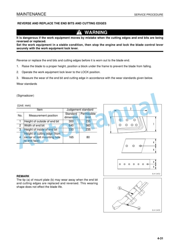 Komatsu D155AX-6 Bull Dozer Operation and Maintenance Manual EEAM025002 5 Komatsu D155AX-6 Bull Dozer Operation and Maintenance Manual EEAM025002 - Image 5