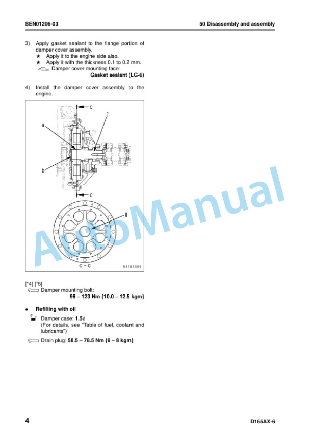 Komatsu D155AX-6 Bull Dozer Shop Manual SEN00596-17 5 Komatsu D155AX-6 Bull Dozer Shop Manual SEN00596-17 - Image 5