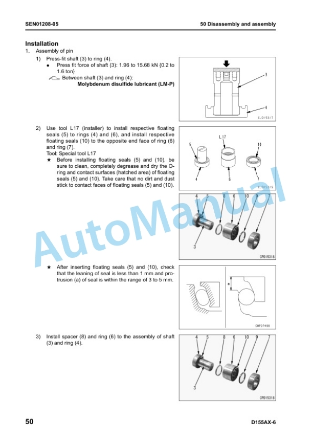 Komatsu D155AX-6 Bull Dozer Shop Manual SEN00596-23 5 Komatsu D155AX-6 Bull Dozer Shop Manual SEN00596-23 - Image 5