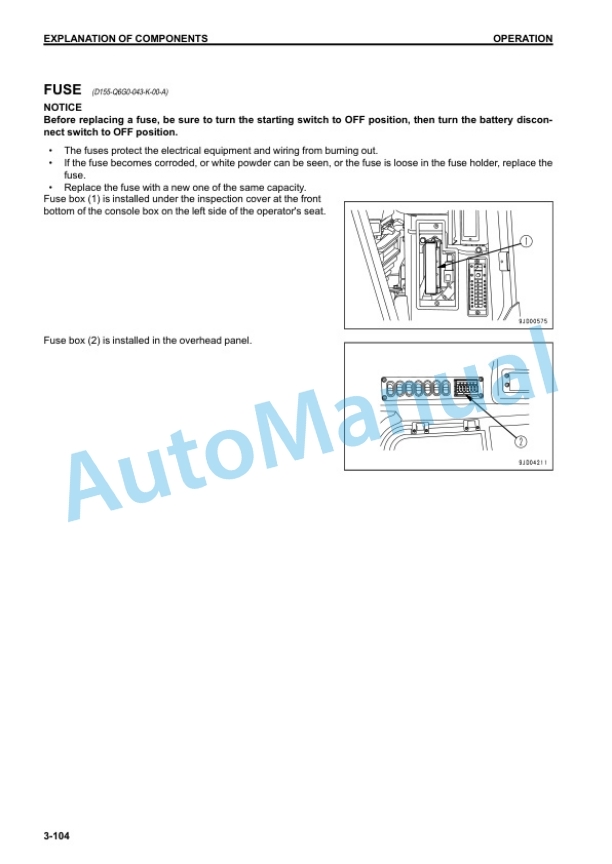 Komatsu D155AX-7 Bull Dozer Operation and Maintenance Manual PEN00561-03 3 Komatsu D155AX-7 Bull Dozer Operation and Maintenance Manual PEN00561-03 - Image 3