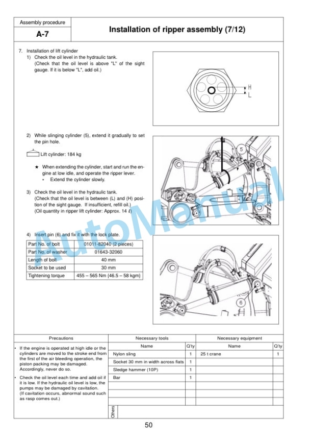 Komatsu D155AX-8 Bull Dozer Field Assembly Instruction GEN00128-02 4 Komatsu D155AX-8 Bull Dozer Field Assembly Instruction GEN00128-02 - Image 4