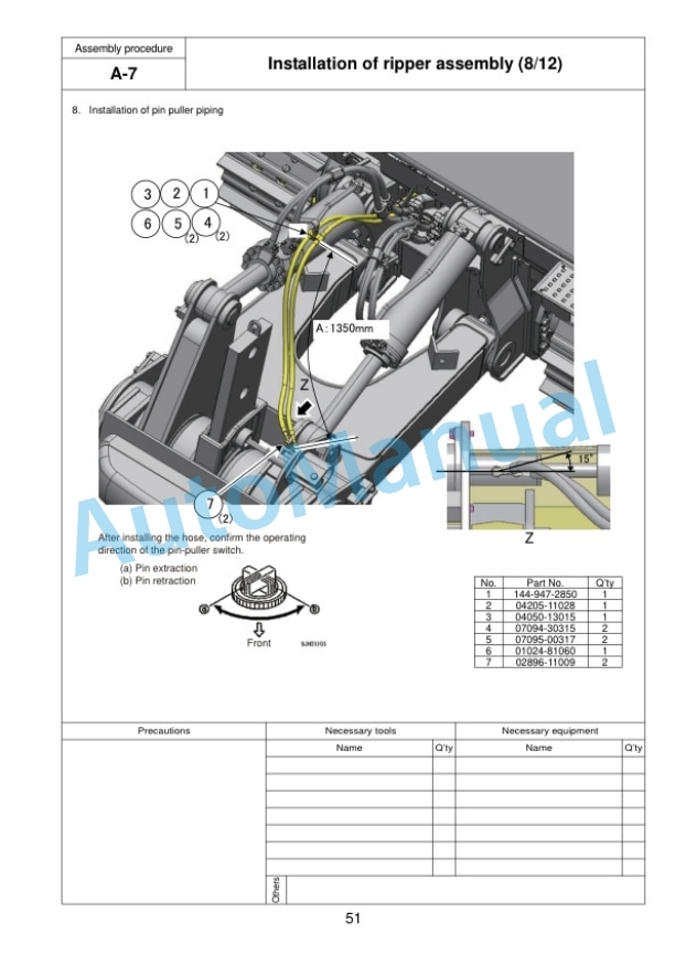 Komatsu D155AX-8E0 Bulldozer Field Assembly Instruction GEN00193-00 4 Komatsu D155AX-8E0 Bulldozer Field Assembly Instruction GEN00193-00 - Image 4
