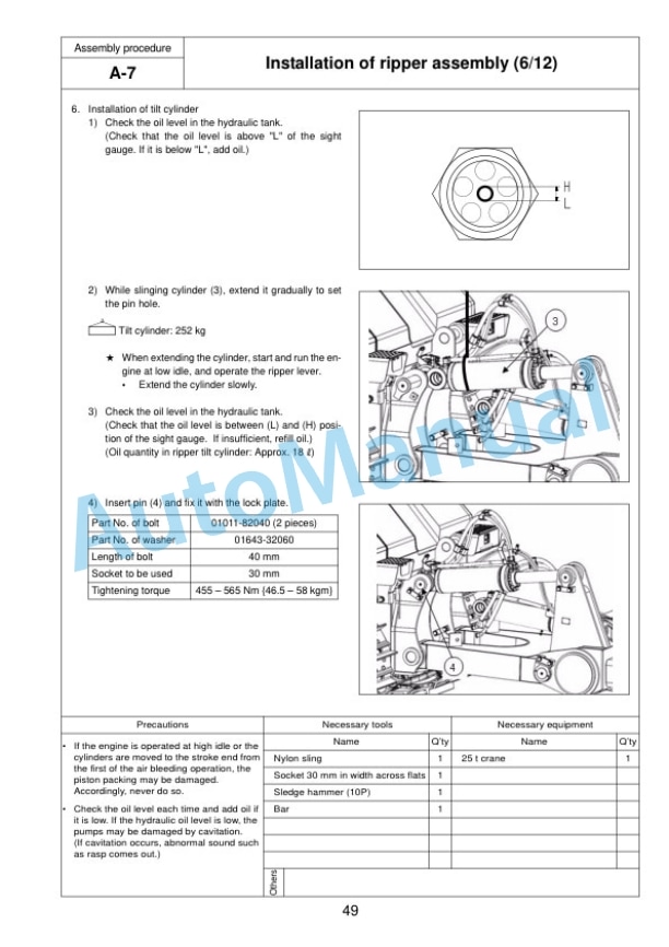 Komatsu D155AXi-8 Bull Dozer Field Assembly Instruction GEN00135-02 3 Komatsu D155AXi-8 Bull Dozer Field Assembly Instruction GEN00135-02 - Image 3