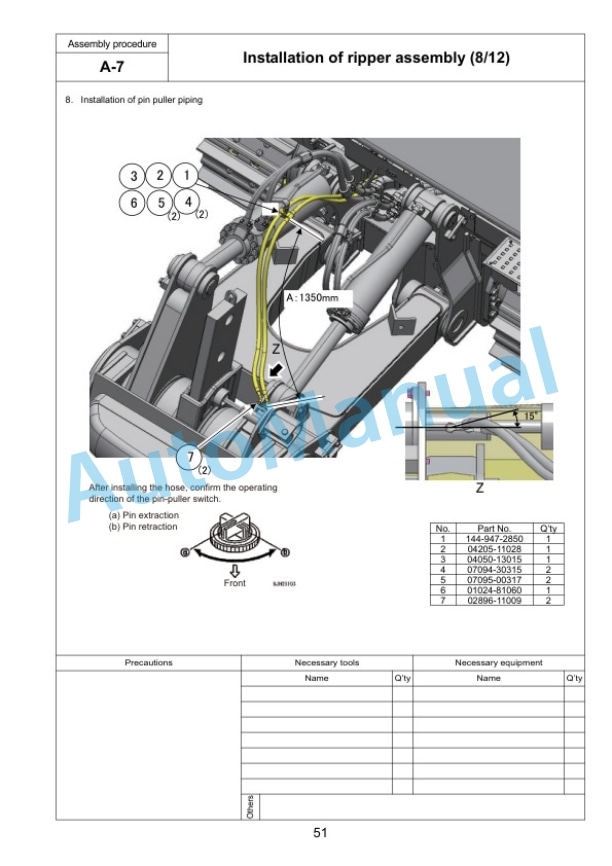 Komatsu D155AXi-8 Bull Dozer Field Assembly Instruction GEN00135-03 3 Komatsu D155AXi-8 Bull Dozer Field Assembly Instruction GEN00135-03 - Image 3