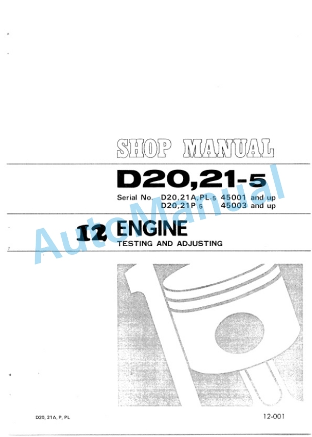 Alternative view of Komatsu D20-5,D21A-5,D21P-5,D21PL-5 Bull Dozer Shop Manual SEBM0101D00