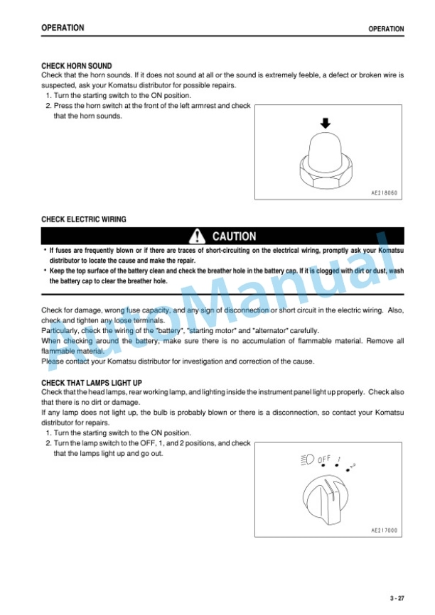 Komatsu D21A-8E0, D21P-8E0 Bull Dozer Operation and Maintenance Manual PEN00270-03 3 Komatsu D21A-8E0, D21P-8E0 Bull Dozer Operation and Maintenance Manual PEN00270-03 - Image 3