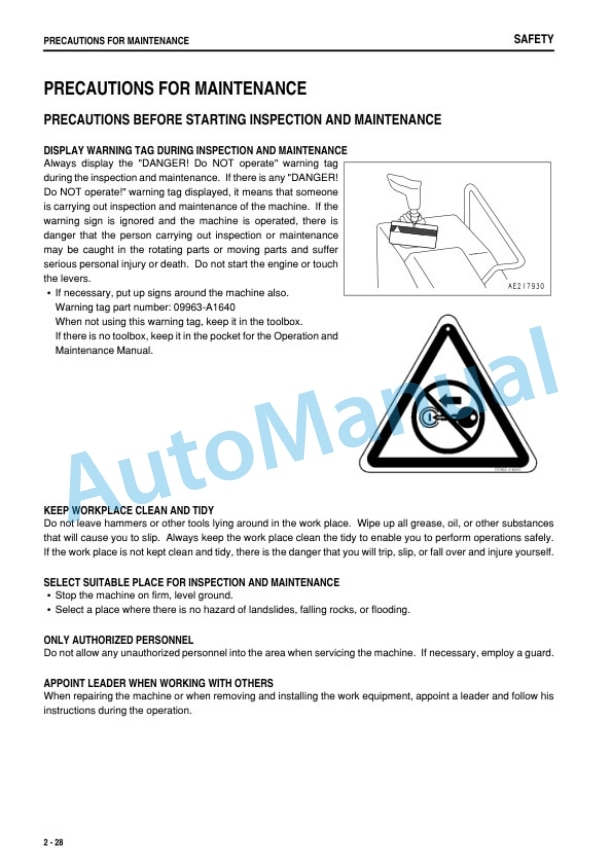 Komatsu D21A-8E0, D21P-8E0 Bull Dozer Operation and Maintenance Manual PEN00519-06 2 Komatsu D21A-8E0, D21P-8E0 Bull Dozer Operation and Maintenance Manual PEN00519-06-2