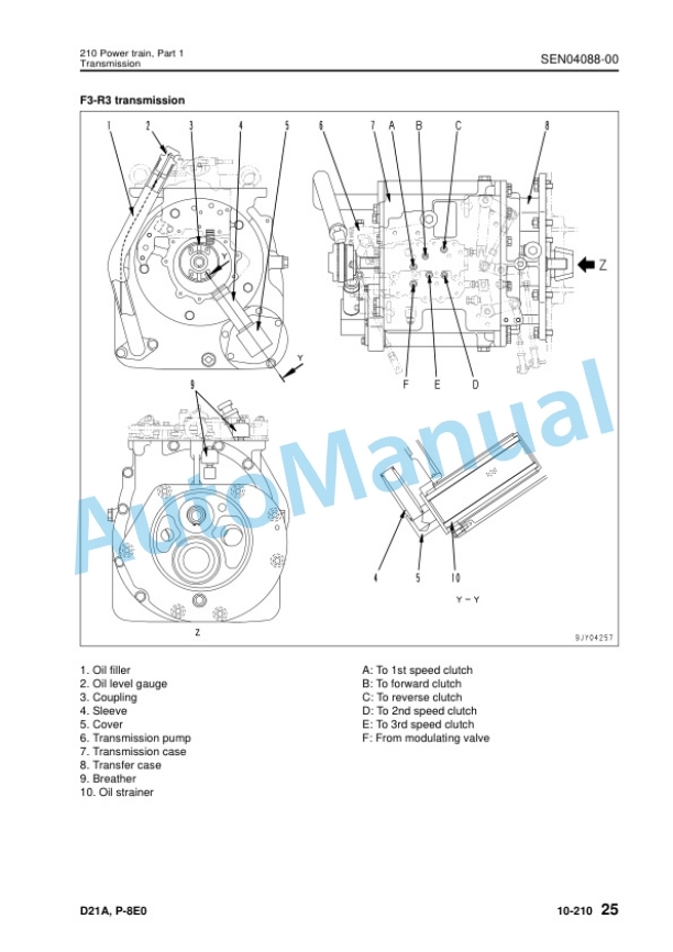 Alternative view of Komatsu D21A-8E0, D21P-8E0 Bull Dozer Shop Manual SEN03320-11