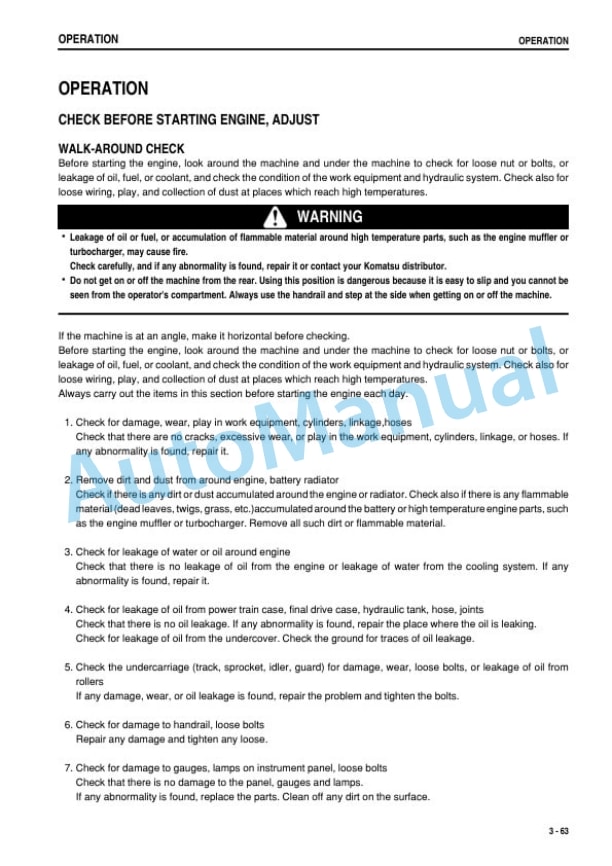 Komatsu D275A-5 Galeo Bull Dozer Operation and Maintenance Manual SEAM044701P 3 Komatsu D275A-5 Galeo Bull Dozer Operation and Maintenance Manual SEAM044701P - Image 3