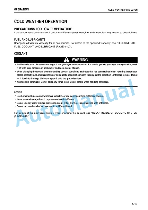 Komatsu D275A-5 Galeo Bull Dozer Operation and Maintenance Manual TEN00036-02 4 Komatsu D275A-5 Galeo Bull Dozer Operation and Maintenance Manual TEN00036-02 - Image 4