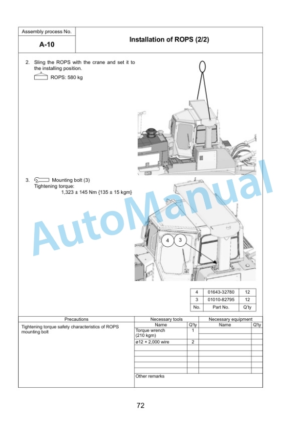 Komatsu D275A-5R Bull Dozer Field Assembly Instruction GEN00067-01 4 Komatsu D275A-5R Bull Dozer Field Assembly Instruction GEN00067-01 - Image 4