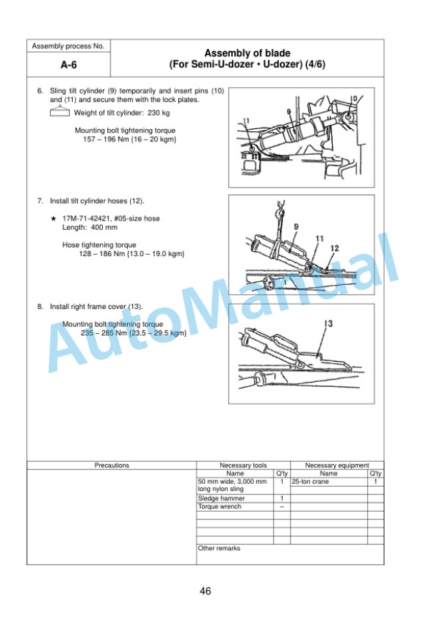 Komatsu D275A-5R Bull Dozer Field Assembly Instruction GEN00067-02 3 Komatsu D275A-5R Bull Dozer Field Assembly Instruction GEN00067-02 - Image 3